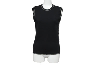 CHANEL シャネル スポーツライン ニット タンクトップ・ノースリーブ P22076V01420 ブラック サイズ38 美品 中古 62537