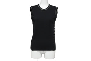 CHANEL シャネル スポーツライン ニット タンクトップ・ノースリーブ P22076V01420 ブラック サイズ38 美品 中古 62537