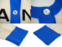 Load image into Gallery viewer, CHANEL シャネル ロゴ ニット カーディガン 19SS P61427K46799 カシミヤ ホワイト ブルー サイズ42 美品 中古 62538