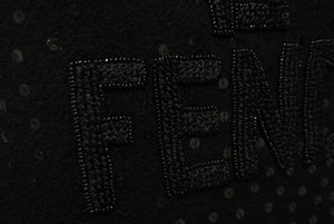 極美品 FENDI フェンディ タンクトップ ニット スパンコール ロゴ刺繍 ウール アクリル サイズ38 ブラック 中古 62540 