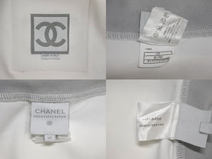 CHANEL シャネル 半袖Ｔシャツ スポーツライン ココマーク サイズ40 P17575V09971 ホワイト グレー 美品 中古 62541