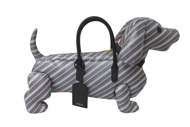 極美品 THOM BROWNE トムブラウン ハンドバッグ ミディアムグレー モノグラムコーティングキャンバス HECTORバッグ 犬 グレー MAG050A07557035 中古 62545