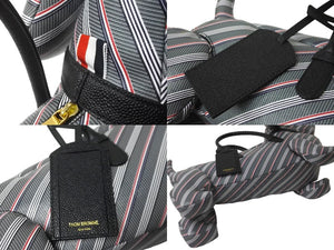 極美品 THOM BROWNE トムブラウン ハンドバッグ ミディアムグレー モノグラムコーティングキャンバス HECTORバッグ 犬 グレー MAG050A07557035 中古 62545