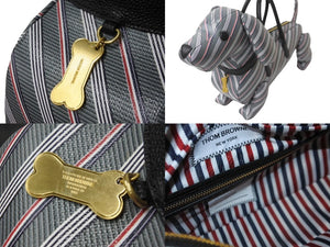 極美品 THOM BROWNE トムブラウン ハンドバッグ ミディアムグレー モノグラムコーティングキャンバス HECTORバッグ 犬 グレー MAG050A07557035 中古 62545