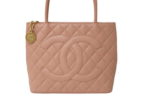 極美品 CHANEL シャネル 復刻トート 6番台 ハンドバッグ ココマーク キャビアスキン ピンク ゴールド金具 中古 62549