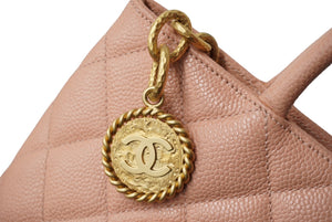 極美品 CHANEL シャネル 復刻トート 6番台 ハンドバッグ ココマーク キャビアスキン ピンク ゴールド金具 中古 62549