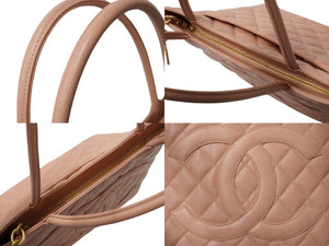 極美品 CHANEL シャネル 復刻トート 6番台 ハンドバッグ ココマーク キャビアスキン ピンク ゴールド金具 中古 62549