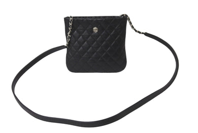CHANEL シャネル キルティング ココマーク ミニショルダーバッグ 17番台 ブラック シルバーチェーン カーフ 美品 中古 62551