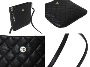 CHANEL シャネル キルティング ココマーク ミニショルダーバッグ 17番台 ブラック シルバーチェーン カーフ 美品 中古 62551