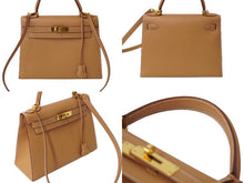 Load image into Gallery viewer, 極美品 エルメス HERMES ケリー 28 2way バッグ クシュベル エプソン ナチュラル 外縫い 〇Y刻印 中古 62558