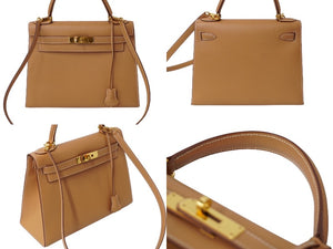 極美品 エルメス HERMES ケリー 28 2way バッグ クシュベル エプソン ナチュラル 外縫い 〇Y刻印 中古 62558