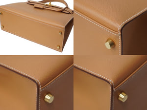 極美品 エルメス HERMES ケリー 28 2way バッグ クシュベル エプソン ナチュラル 外縫い 〇Y刻印 中古 62558