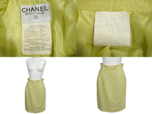 Load image into Gallery viewer, CHANEL シャネル ココマーク セットアップ グリーン ツイード 20832 ウール サイズ38 美品 中古 62562