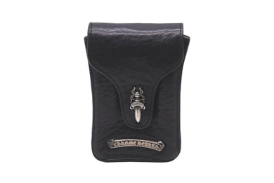 CHROME HEARTS クロムハーツ シガレットケース ダガー レザー ブラック シルバー925 美品 中古 62597