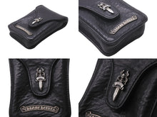 Load image into Gallery viewer, CHROME HEARTS クロムハーツ シガレットケース ダガー レザー ブラック シルバー925 美品 中古 62597