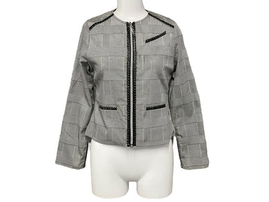 Christian Dior クリスチャンディオール キッズ ジャケット チェック柄 サイズ12A ブラック ホワイト シルバー金具 良品 中古 62601