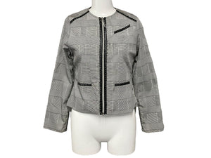 Christian Dior クリスチャンディオール キッズ ジャケット チェック柄 サイズ12A ブラック ホワイト シルバー金具 良品 中古 62601