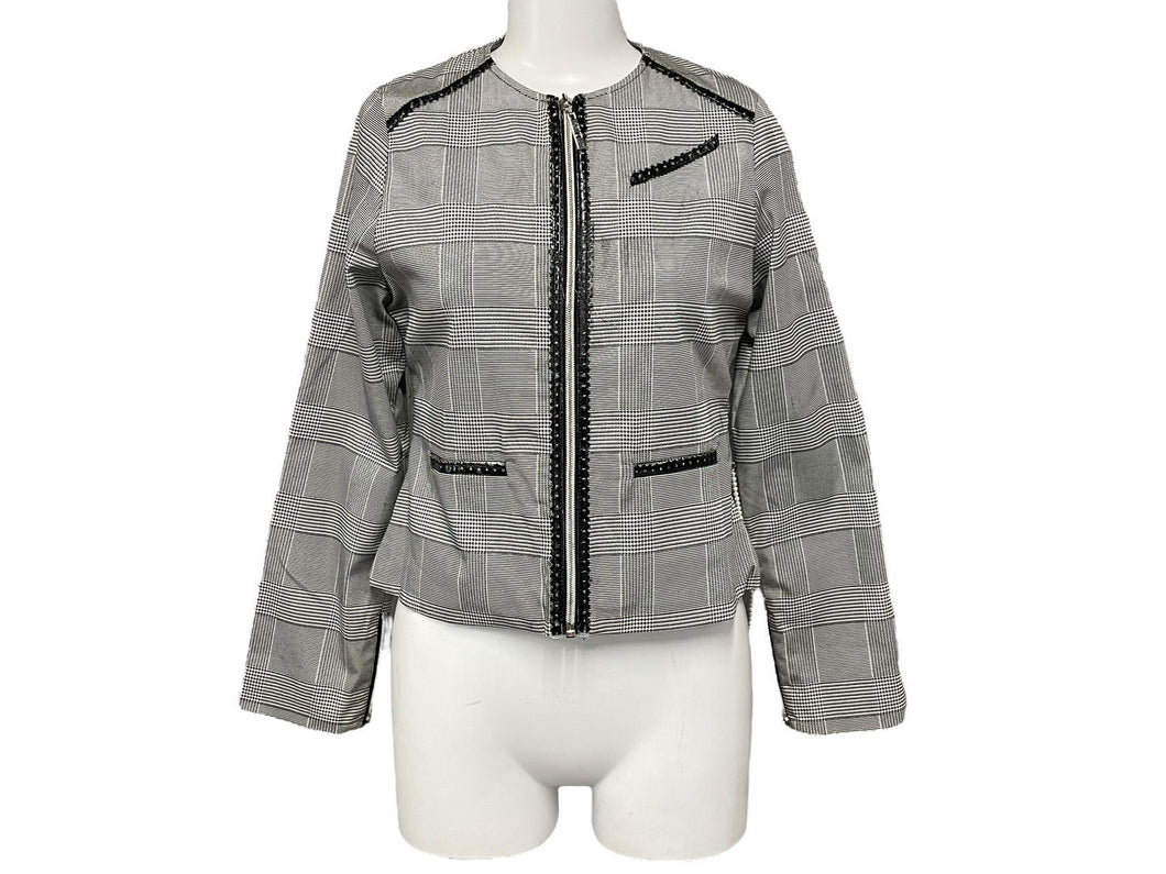 Christian Dior クリスチャンディオール キッズ ジャケット チェック柄 サイズ12A ブラック ホワイト シルバー金具 良品 中古 62601