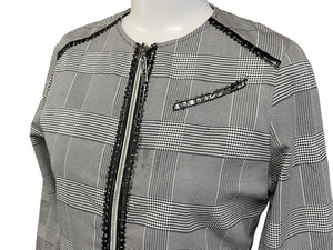 Christian Dior クリスチャンディオール キッズ ジャケット チェック柄 サイズ12A ブラック ホワイト シルバー金具 良品 中古 62601