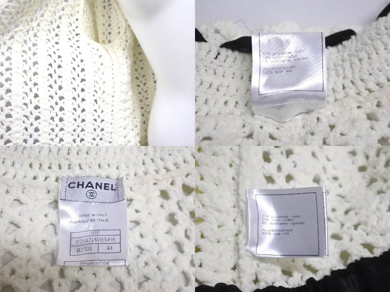CHANEL シャネル メッシュ ニット カーディガン ホワイト CHANEL シャネル メッシュ ニット カーディガン ホワイト