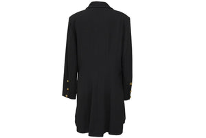極美品 CHANEL シャネル ダブル ジャケット ブラック ココボタン ココマーク 93A P02132 ロゴ シルク アウター サイズ42 中古 62603