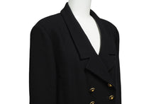 Load image into Gallery viewer, 極美品 CHANEL シャネル ダブル ジャケット ブラック ココボタン ココマーク 93A P02132 ロゴ シルク アウター サイズ42 中古 62603