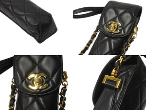 CHANEL シャネル マトラッセ チェーン ショルダー 傘 折り畳み傘 A05602X03921 95A ラムスキン ブラック 美品 中古 62606