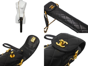 CHANEL シャネル マトラッセ チェーン ショルダー 傘 折り畳み傘 A05602X03921 95A ラムスキン ブラック 美品 中古 62606