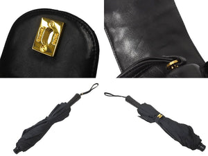 CHANEL シャネル マトラッセ チェーン ショルダー 傘 折り畳み傘 A05602X03921 95A ラムスキン ブラック 美品 中古 62606