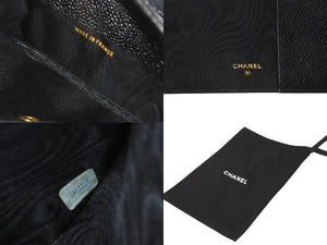 CHANEL シャネル ブックカバー キャビアスキン 2番台 ブラック 小物 ココマーク ロゴ 美品 中古 62617