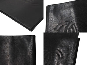 CHANEL シャネル ブックカバー キャビアスキン 2番台 ブラック 小物 ココマーク ロゴ 美品 中古 62617