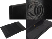 Load image into Gallery viewer, CHANEL シャネル ブックカバー キャビアスキン 2番台 ブラック 小物 ココマーク ロゴ 美品 中古 62617