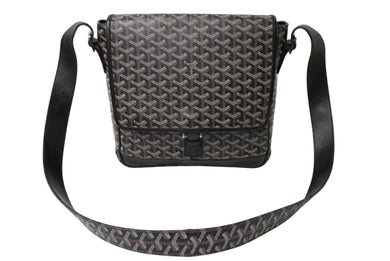 GOYARD ゴヤール ヴィンテージ 廃盤 ショルダーバッグ グランブルーＭＭ ブラック ブラウン シルバー金具 美品 中古 62657