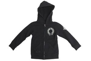 CHROME HEARTS クロムハーツ クロスボールジップパーカー ホースシュープリント サイズ4T 130/64 ブラック 美品 中古 62659