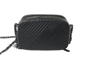 CHANEL シャネル ココボーイ チェーンショルダーバッグ ショルダーバッグ 20番台 ラムスキン ブラック シルバー 美品 中古 62665