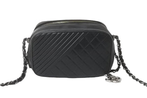 CHANEL シャネル ココボーイ チェーンショルダーバッグ ショルダーバッグ 20番台 ラムスキン ブラック シルバー 美品 中古 62665