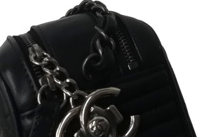 CHANEL シャネル ココボーイ チェーンショルダーバッグ ショルダーバッグ 20番台 ラムスキン ブラック シルバー 美品 中古 62665