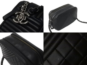 CHANEL シャネル ココボーイ チェーンショルダーバッグ ショルダーバッグ 20番台 ラムスキン ブラック シルバー 美品 中古 62665