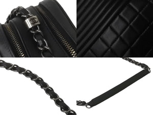 CHANEL シャネル ココボーイ チェーンショルダーバッグ ショルダーバッグ 20番台 ラムスキン ブラック シルバー 美品 中古 62665