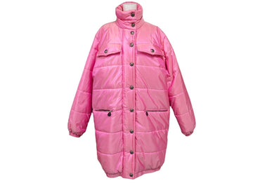 CHANEL シャネル ロゴテープダウンコート 96年 PO8771 V04931 ピンク シルバーボタン サイズ36 良品 中古 62673