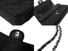 Load image into Gallery viewer, 極美品 CHANEL シャネル Wフラップ 25 ショルダーバッグ キャビアスキン ランダム マトラッセ シルバー金具 ブラック 中古 62674