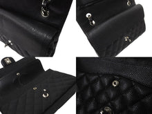 Load image into Gallery viewer, 極美品 CHANEL シャネル Wフラップ 25 ショルダーバッグ キャビアスキン ランダム マトラッセ シルバー金具 ブラック 中古 62674