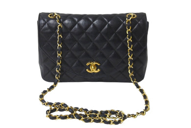 CHANEL シャネル マトラッセ チェーンショルダー ショルダーバッグ 1番台 ラムスキン ブラック ゴールド金具 美品 中古 62678