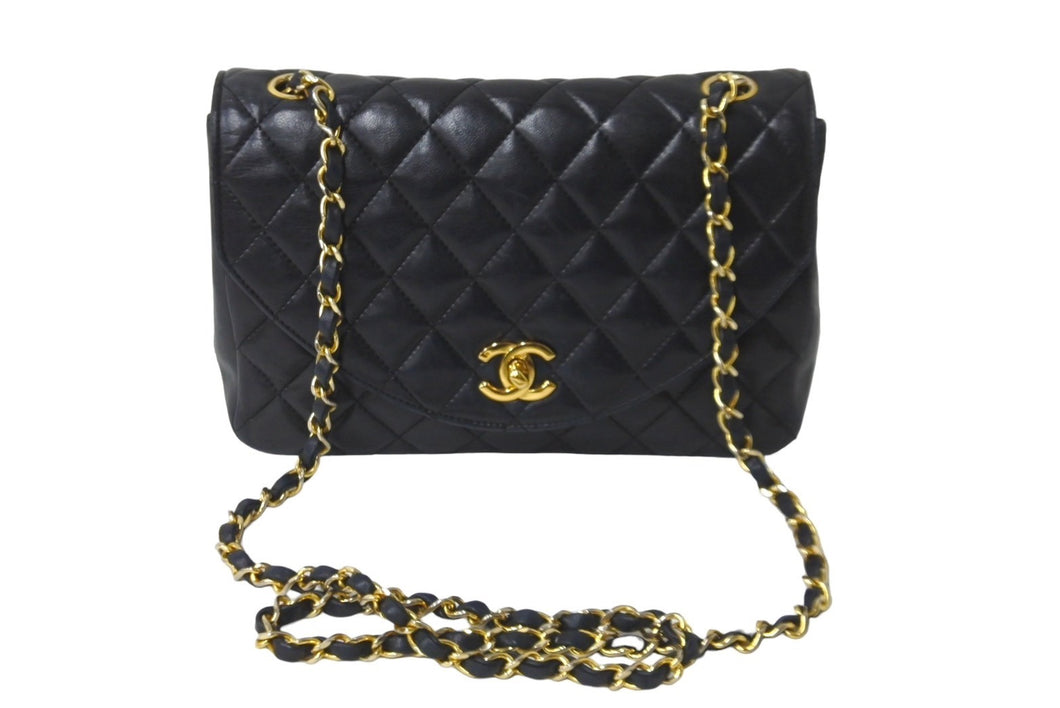 CHANEL シャネル マトラッセ チェーンショルダー ショルダーバッグ 1番台 ラムスキン ブラック ゴールド金具 美品 中古 62678