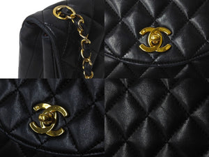 CHANEL シャネル マトラッセ チェーンショルダー ショルダーバッグ 1番台 ラムスキン ブラック ゴールド金具 美品 中古 62678