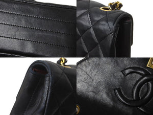 CHANEL シャネル マトラッセ チェーンショルダー ショルダーバッグ 1番台 ラムスキン ブラック ゴールド金具 美品 中古 62678