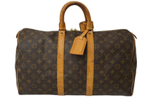 Load image into Gallery viewer, LOUIS VUITTON ルイヴィトン モノグラム キーポル45 ボストンバッグ PVC レザー M41428 ブラウン 旧型 中古 62685
