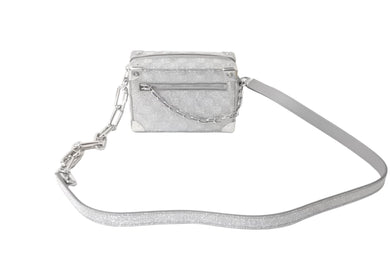 極美品 LOUIS VUITTON ルイヴィトン ミニソフトトランク ショルダーバッグ M59726 ダミエ・グリッター 22SS シルバー 中古 62691