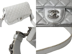 CHANEL シャネル マトラッセ チェーンショルダー ショルダーバッグ 22番台 ラムスキン シルバー シルバー金具 美品 中古 62693