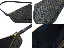 Load image into Gallery viewer, Christian Dior クリスチャンディオール ワンショルダーバッグ サドルポーチ トロッター MC1011 ネイビー ゴールド金具 良品 中古 62694